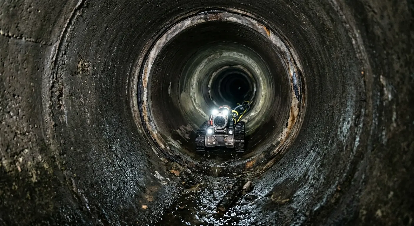 Robotic sewer camera inspecting pipe interior for Sewer Line Repair in Lake Wisconsin